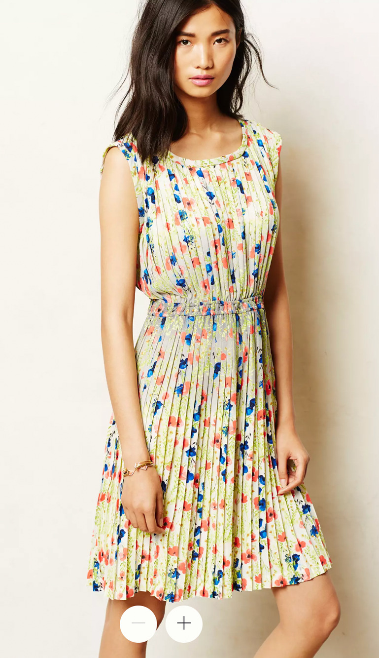 Anthropologie S Meadowlight $228 Pleated Dress Fit&Flare Elastic Waist NEW